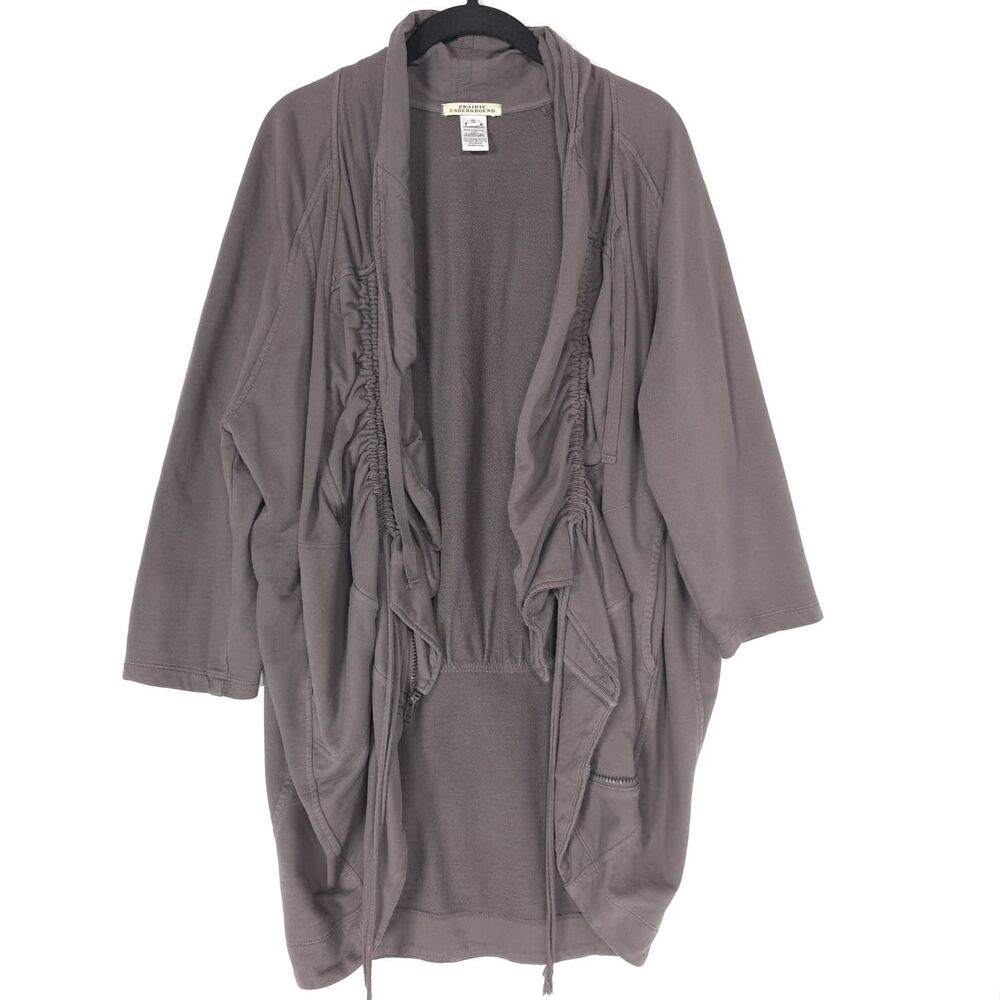PRAIRIE UNDERGROUND Womens Jacket SMALL 100% Organic Cotton Open Front USA MADE